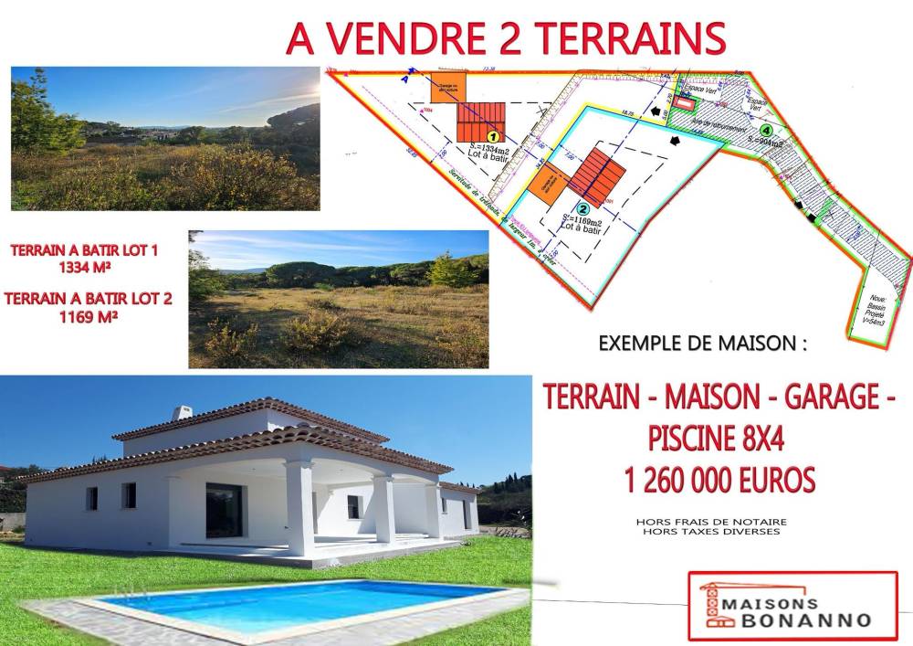 Vends terrains de 1169m2 avec projet de construction à Sainte-Maxime